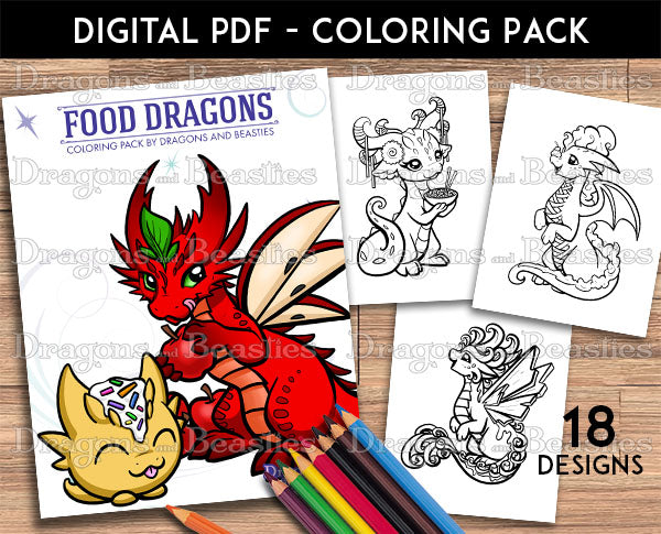 Food Dragons Coloring Pack (Downloadable) | Dragons &amp; Beasties ...