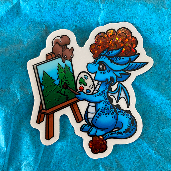 Bob Ross Dragon - Sticker